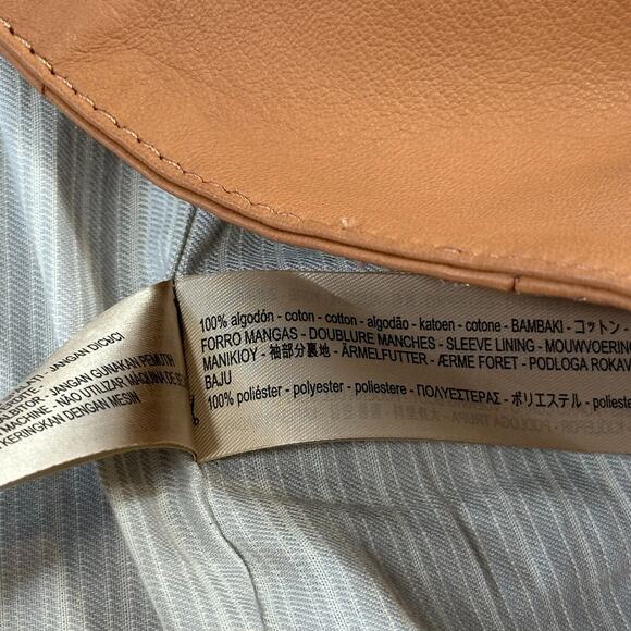 Massimo Dutti Tan Leather Moto Jacket size large NWT - Picture 9 of 9